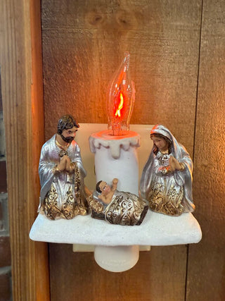 5.5" Night Light Holy Family Gold/Silver