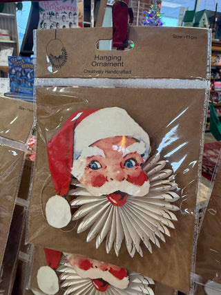 Vintage Santa Fan Ornament