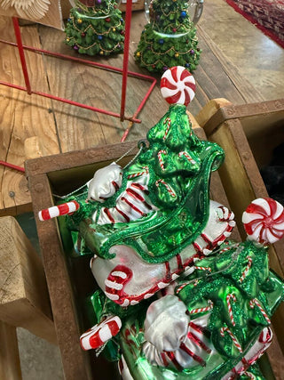 4.5" Peppermint Sleigh Ornament