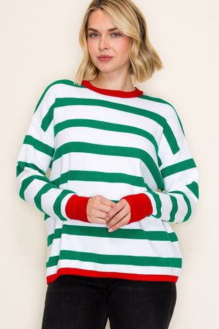 Green Striped Sweater