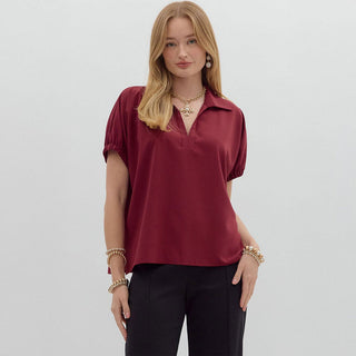 Burgundy Collared Top