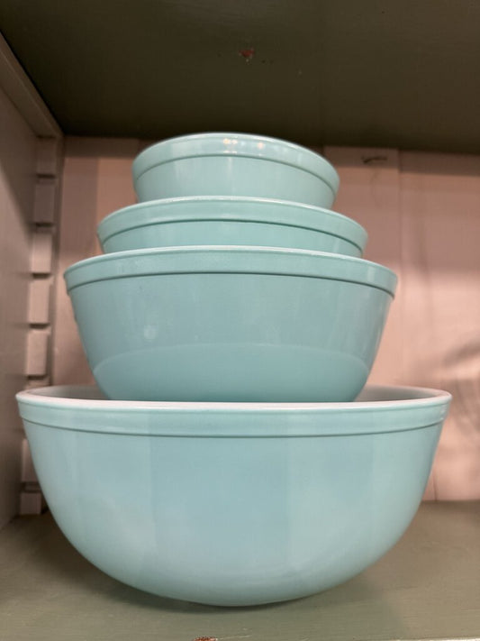 pyrex turquoise nested bowl set