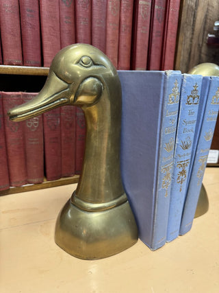 pair large brass duck head bookends