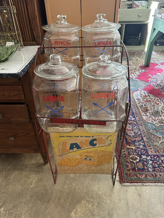 Vintage Lance Jars and Rack