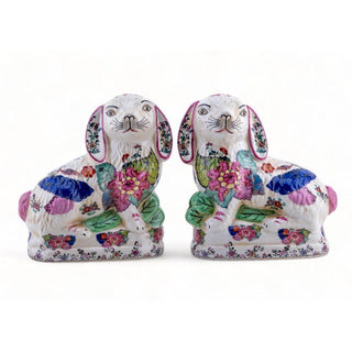 Staffordshire Bunny Tobacco Leaf Pair - 8 in.