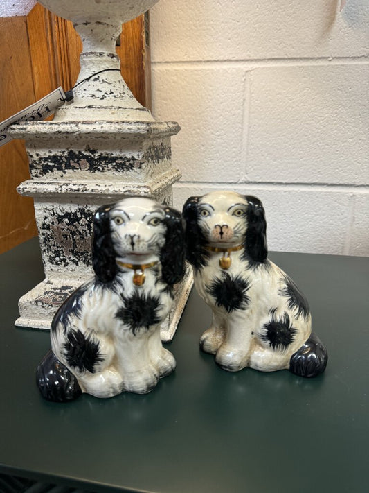 Black and White Staffordshire Dog Pair - 6 in.