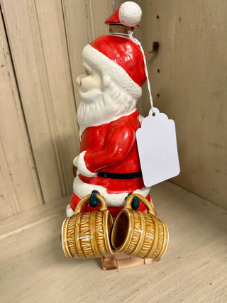 Vintage Santa Decanter w/ Four Barrel Mugs