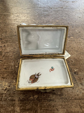 Vintage Limoge Style France Sleeping Couple Hinged Trinket Box