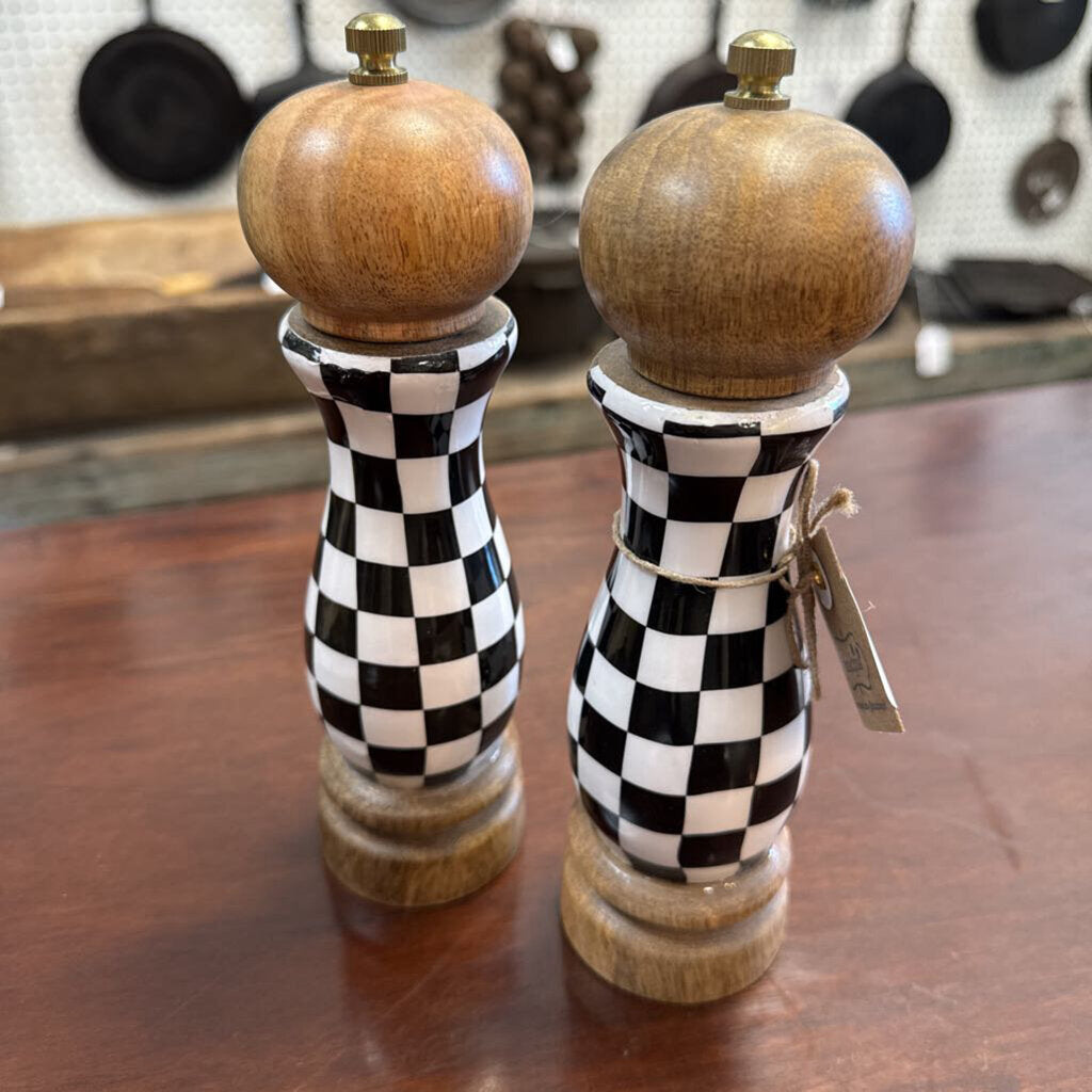 Black and White Checkered Salt and Pepper Shakers