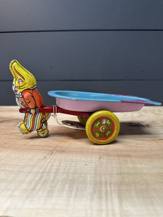 1950s J. China Rabbit Pulling Egg Cart Candy Container
