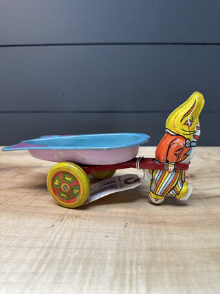1950s J. China Rabbit Pulling Egg Cart Candy Container