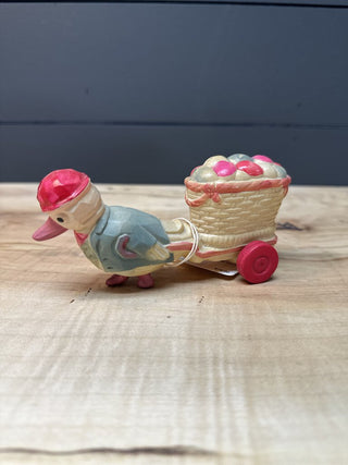 Antique Celluloid Duck Pulling Cart