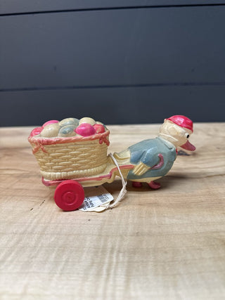 Antique Celluloid Duck Pulling Cart