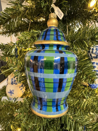 Black Watch Plaid Ginger Jar Ornament