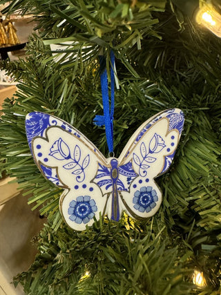 Blue and White Butterfly Ornament