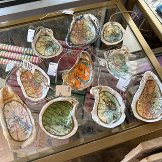 New Bern Map Oyster Shell Ornaments