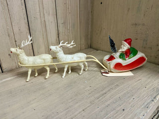 Antique Celluloid Santa Sleigh w/ Reindeers