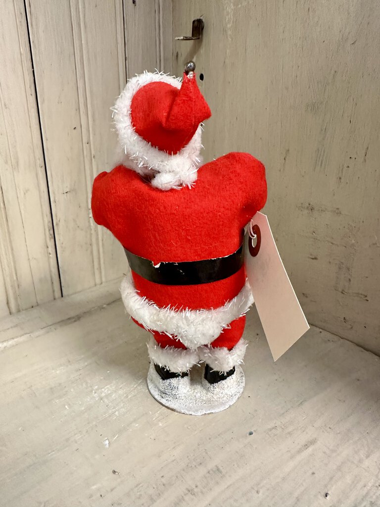 Vintage 7" Chenille Trimmed Paper Mache Face Santa