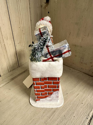 Vintage Stocking Face Santa Climbing Chimney