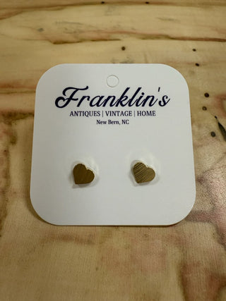 Gold Heart Stud Earrings