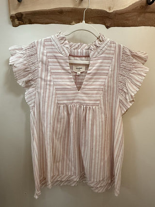 Pink Ruffled Sleeve Top