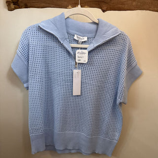 Baby Blue Zip Up Sweater Top