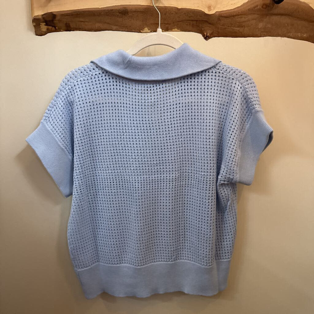 Baby Blue Zip Up Sweater Top