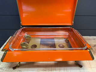 Mid Century Orange Chafing Dish