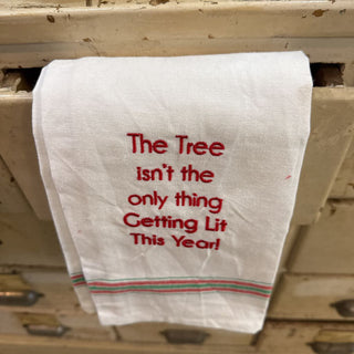 Tree Isn't Only Thing Getting Lit Dishtowel