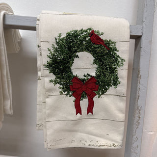 Cardinal Wreath Dishtowel