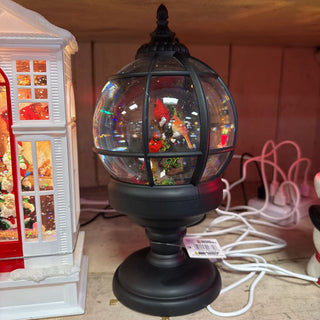 9.5" Lighted Swirl Sphere Cardinals on Branch