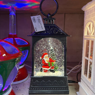 8" Lighted Swirl Santa w/ Cardinal