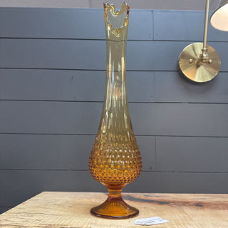 Vintage 1960's Amber Swung Hobnail Vase