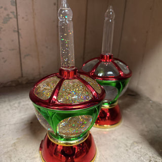 9.5" Lighted Swirling Glitter Water Candle Lantern