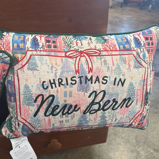 Christmas in Village Pillow + CHRISTMAS GREEN Piping - New Bern