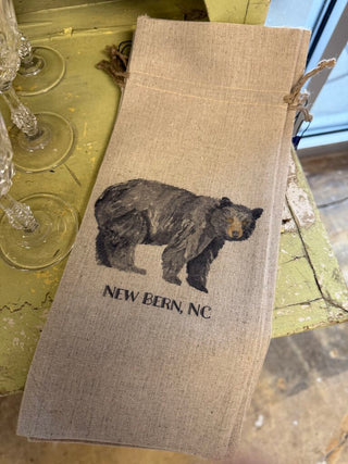 New Bern Bear Wine Bag