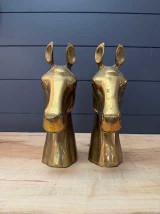 Vintage Brass Horse Bookends