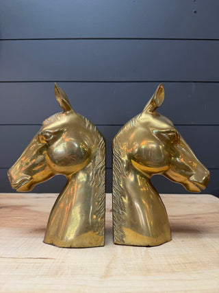 Vintage Brass Horse Bookends