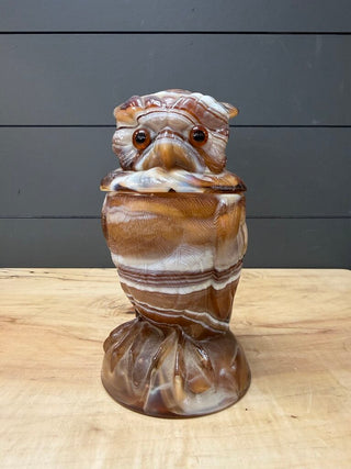 Imperial Glass Carmel Swag Owl Jar