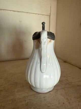 Antique Ironstone Syrup Pitcher Lidded