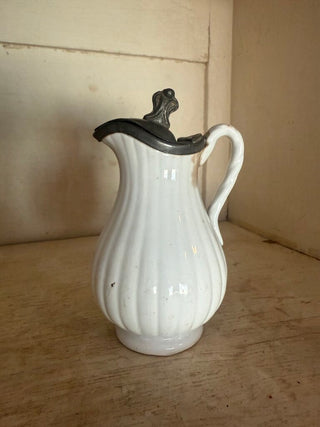 Antique Ironstone Syrup Pitcher Lidded