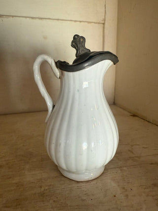 Antique Ironstone Syrup Pitcher Lidded