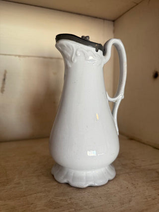 Antique Ironstone Syrup Pitcher Lidded