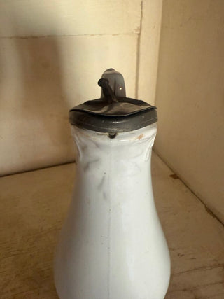 Antique Ironstone Syrup Pitcher Lidded