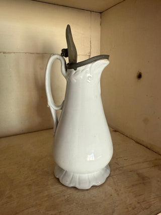 Antique Ironstone Syrup Pitcher Lidded