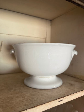 Antique Ironstone Pedestal Punch Bowl with Handles
