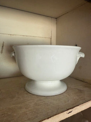 Antique Ironstone Pedestal Punch Bowl with Handles