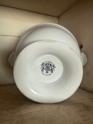 Antique Ironstone Pedestal Punch Bowl with Handles