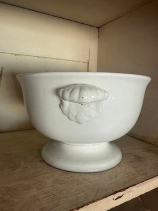 Antique Ironstone Pedestal Punch Bowl with Handles