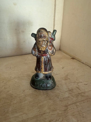 Antique Lead Cast Iron Santa Figurine 1908
